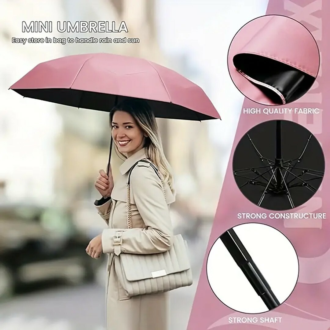 ネイビー　折りたたみ傘　コンパクト　ケース付き　晴雨兼用　レディース　メンズ レディースのファッション小物(傘)の商品写真