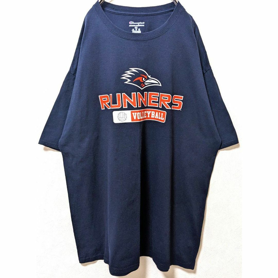 Champion(チャンピオン)のチャンピオン UTSAロードランナーズ ロゴ Tシャツネイビー紺色2XL古着 メンズのトップス(Tシャツ/カットソー(半袖/袖なし))の商品写真