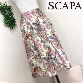 スキャパ(SCAPA)のSCAPAスキャパの刺繍の美しいジャガードスカート38(ひざ丈スカート)