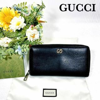 グッチ(Gucci)の☆美品☆ GUCCI ラウンドファスナー ドリアン GGメタル レザー 黒 財布(財布)