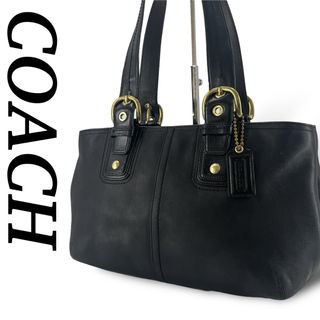 コーチ(COACH)のコーチ　トートバッグ　ハンドバッグ　肩掛け可　ゴールド金具　ブラック　レザー(トートバッグ)