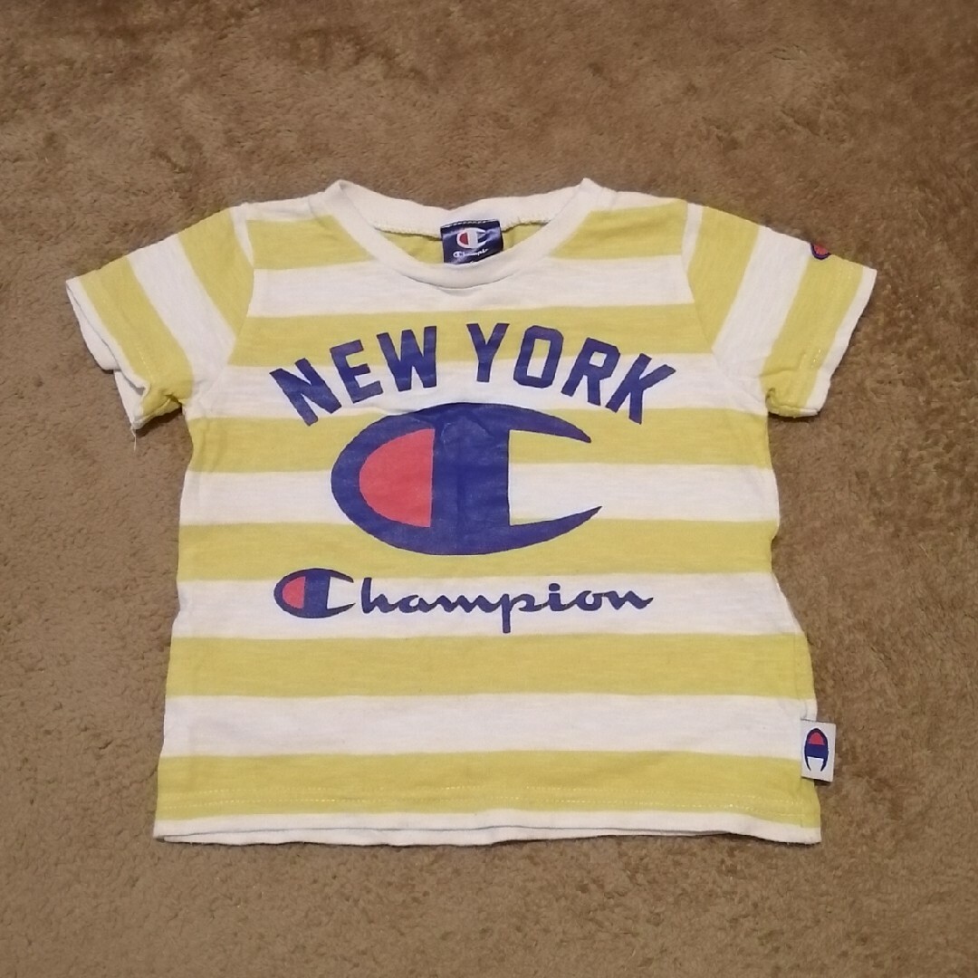 Champion(チャンピオン)のチャンピオン　イエローボーダーTシャツ　90cm キッズ/ベビー/マタニティのキッズ服男の子用(90cm~)(Tシャツ/カットソー)の商品写真