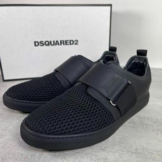 ディースクエアード(DSQUARED2)の【美品】ディースクエアード　レザー スニーカー　ロゴ　スリッポン　ブラック　黒(スリッポン/モカシン)