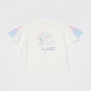 メゾピアノ(mezzo piano)のメゾピアノ新品新作タグ付きユニコーン　袖チュール切替　半袖Tシャツ120(Tシャツ/カットソー)