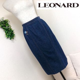 レオナール(LEONARD)のレオナールLEONARDのシルク 100%デニムタイトスカート(ひざ丈スカート)