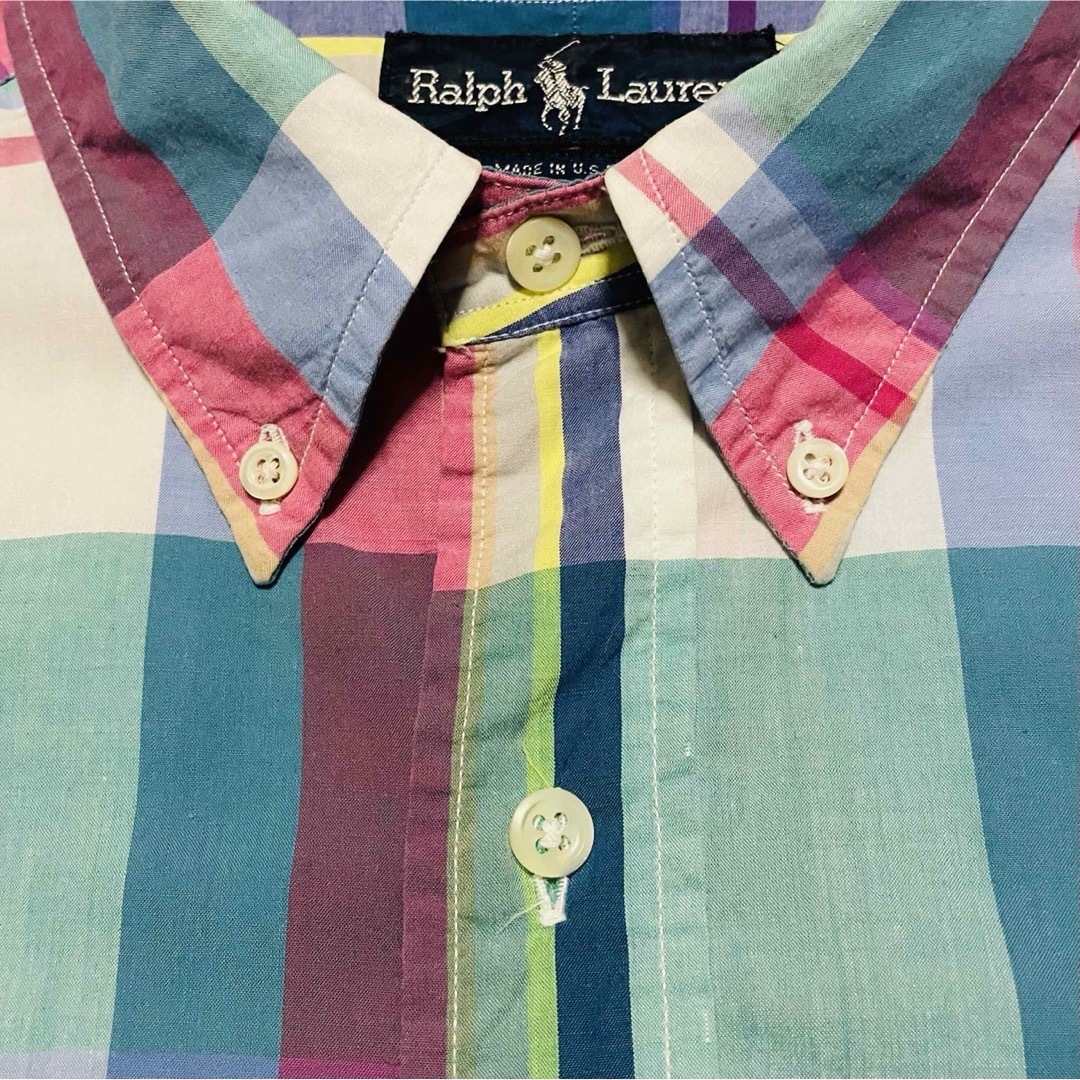 Ralph Lauren(ラルフローレン)の80s Ralph Lauren madras check shirtアメリカ製 メンズのトップス(シャツ)の商品写真