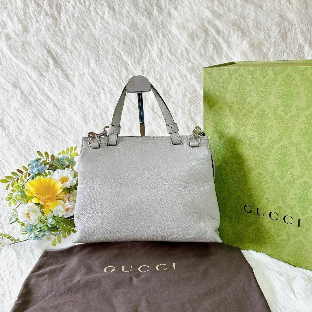 Gucci(グッチ)の☆美品☆グッチ バンブー デイリー 2way ショルダーバッグ グレー レザー レディースのバッグ(ハンドバッグ)の商品写真