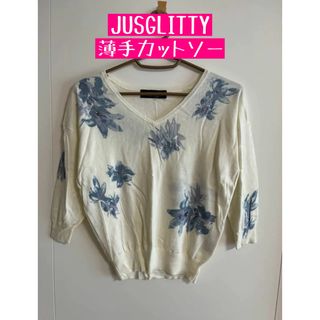 JUSGLITTY★薄手Ｖネックカットソー★花柄