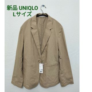 UNIQLO - タグ付き  ユニクロ リネンブレンドジャケット ベージュ Lサイズ