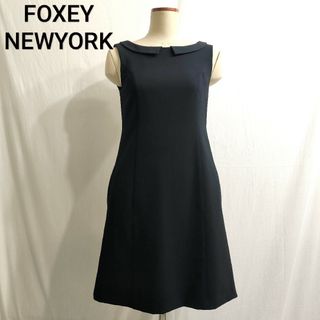 フォクシーニューヨーク(FOXEY NEW YORK)のFOXEY NEWYORK フォクシー 襟付 ボックス ワンピース 38(ひざ丈ワンピース)