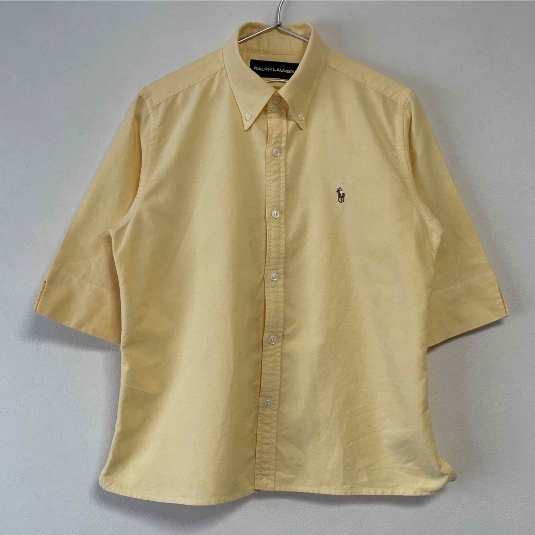 Ralph Lauren(ラルフローレン)の美品 90s POLO Ralph Lauren 五分袖BDシャツ イエロー レディースのトップス(シャツ/ブラウス(長袖/七分))の商品写真