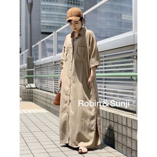 アパルトモンドゥーズィエムクラス(L'Appartement DEUXIEME CLASSE)のL'Appartement AP STUDIO beige シャツワンピース(ロングワンピース/マキシワンピース)