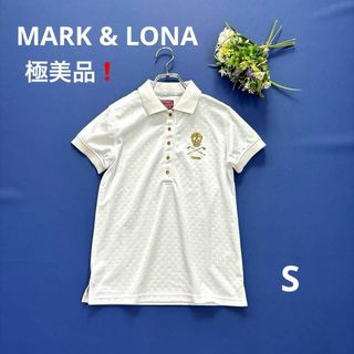 マークアンドロナ(MARK&LONA)の極美品❗️マーク&ロナ　S 半袖ポロシャツ　ホワイト　ゴールドスカル　ドクロ(ウエア)