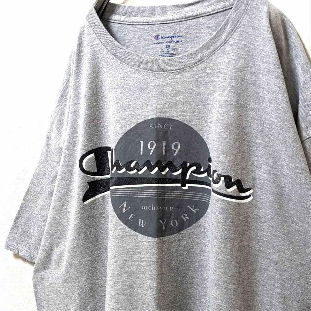 Champion(チャンピオン)のチャンピオン SINCE1919ニューヨーク Tシャツ グレー灰色2XL古着 メンズのトップス(Tシャツ/カットソー(半袖/袖なし))の商品写真