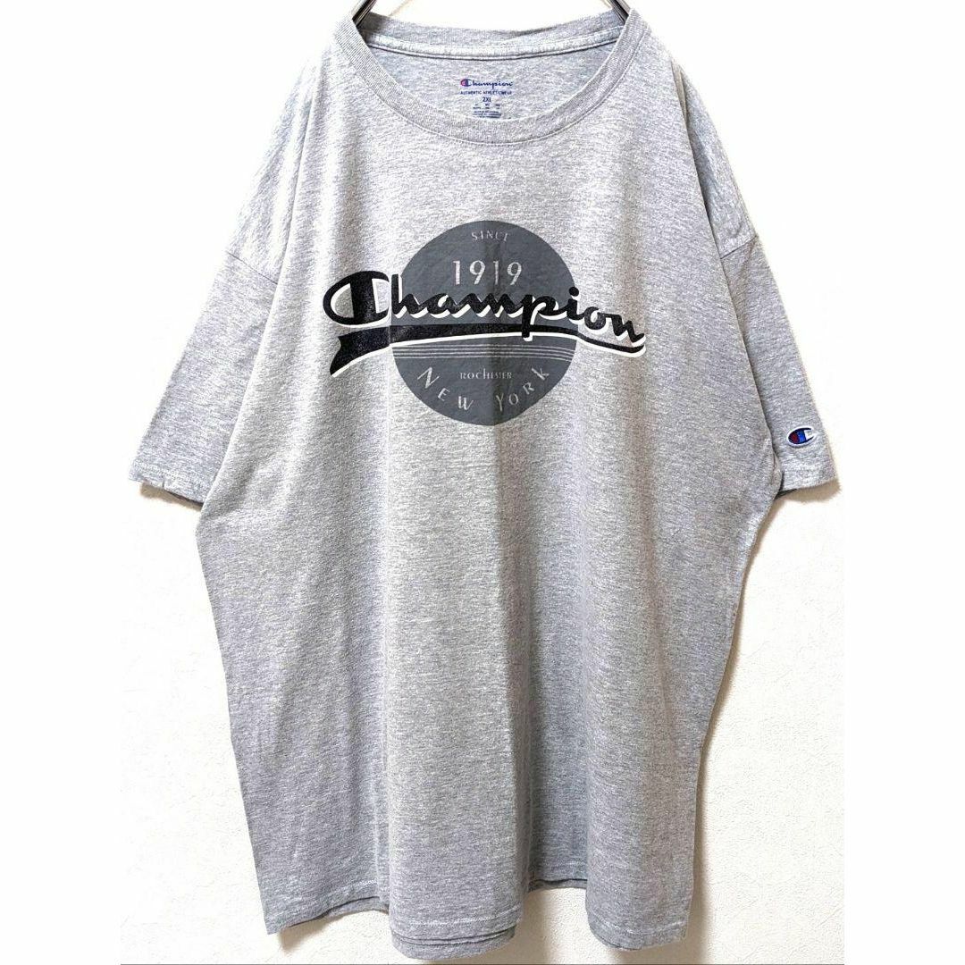 Champion(チャンピオン)のチャンピオン SINCE1919ニューヨーク Tシャツ グレー灰色2XL古着 メンズのトップス(Tシャツ/カットソー(半袖/袖なし))の商品写真