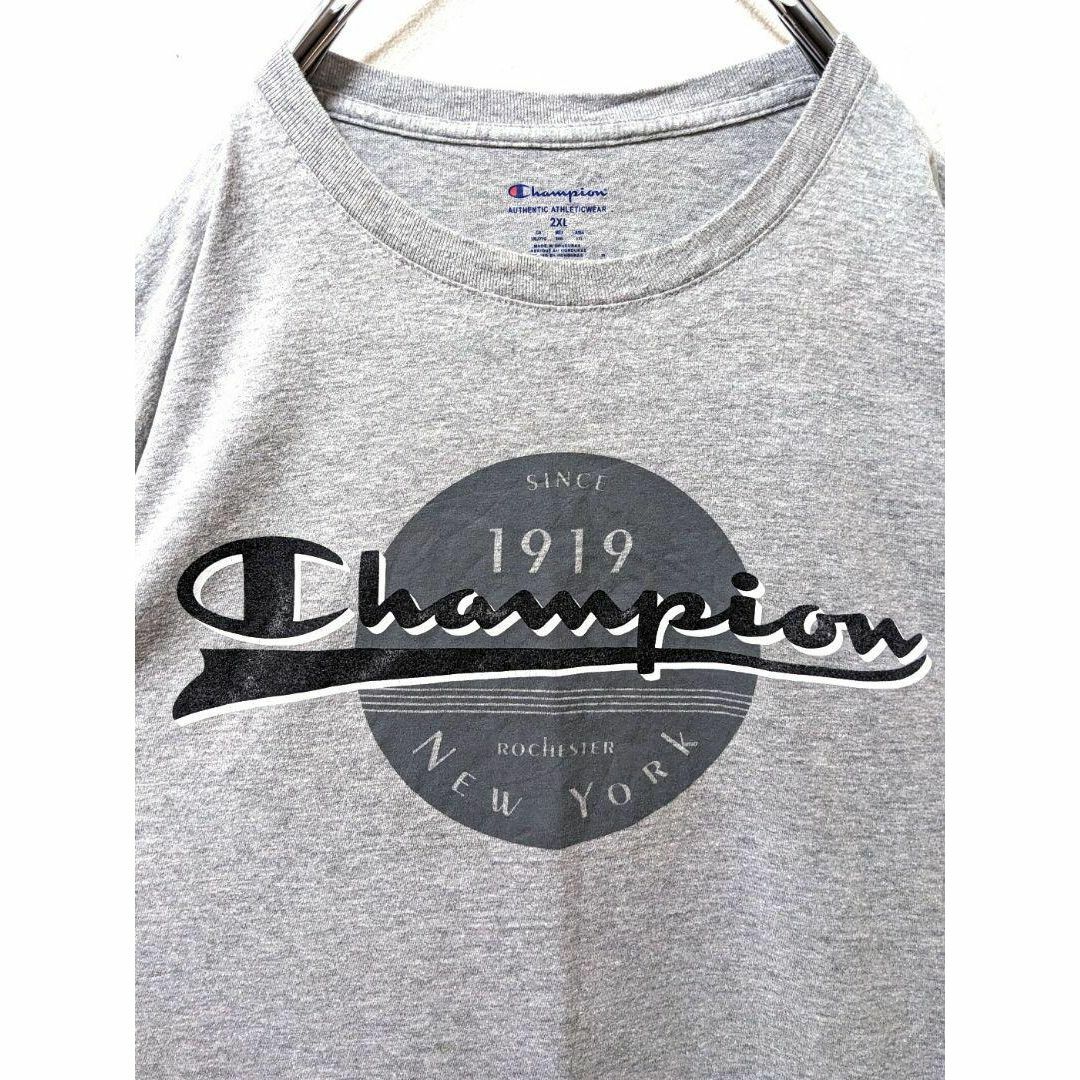 Champion(チャンピオン)のチャンピオン SINCE1919ニューヨーク Tシャツ グレー灰色2XL古着 メンズのトップス(Tシャツ/カットソー(半袖/袖なし))の商品写真