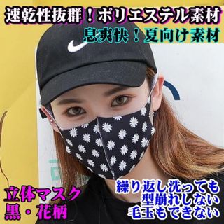 マスク10点セット　黒花模様　新品　女性サイズ　春夏向け(防災関連グッズ)