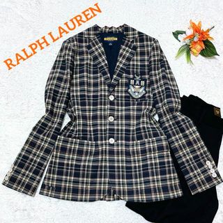 POLO RALPH LAUREN - 美品✨ラルフローレン　チェックジャケット　テーラード　エンブレム　サイズ2