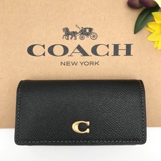 コーチ(COACH)のCOACH ★大人気★ 6リングキーケース ブラック クロスグレインレザー 新品(キーケース)