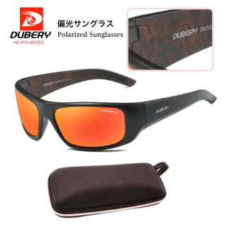 DUBERY サングラス 偏光グラス UV400 軽量 車 オレンジ アウトドア(サングラス/メガネ)