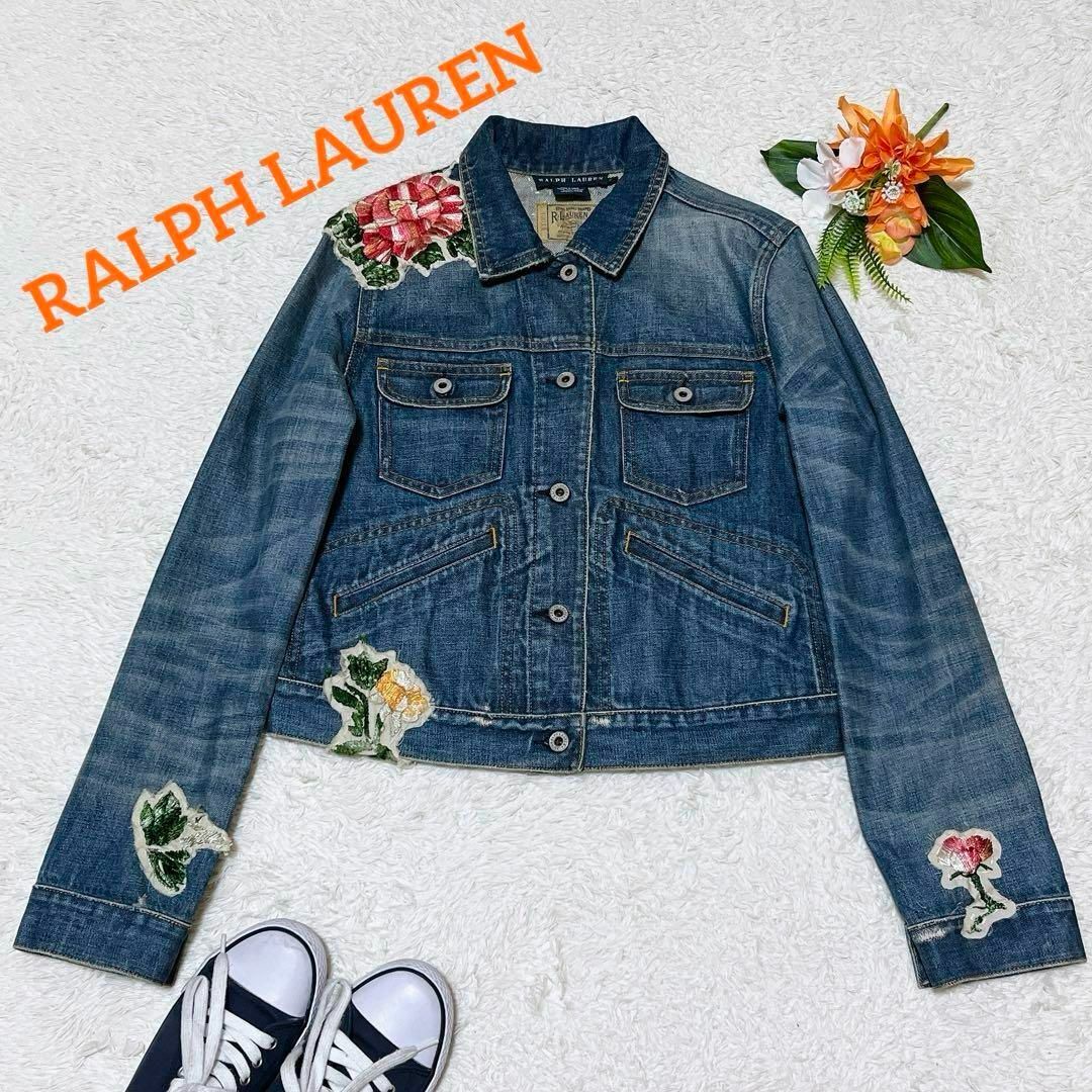 Ralph Lauren(ラルフローレン)の希少✨ラルフローレン　デニムジャケット　ヴィンテージ　刺繍　花　羽織り　11 レディースのジャケット/アウター(Gジャン/デニムジャケット)の商品写真