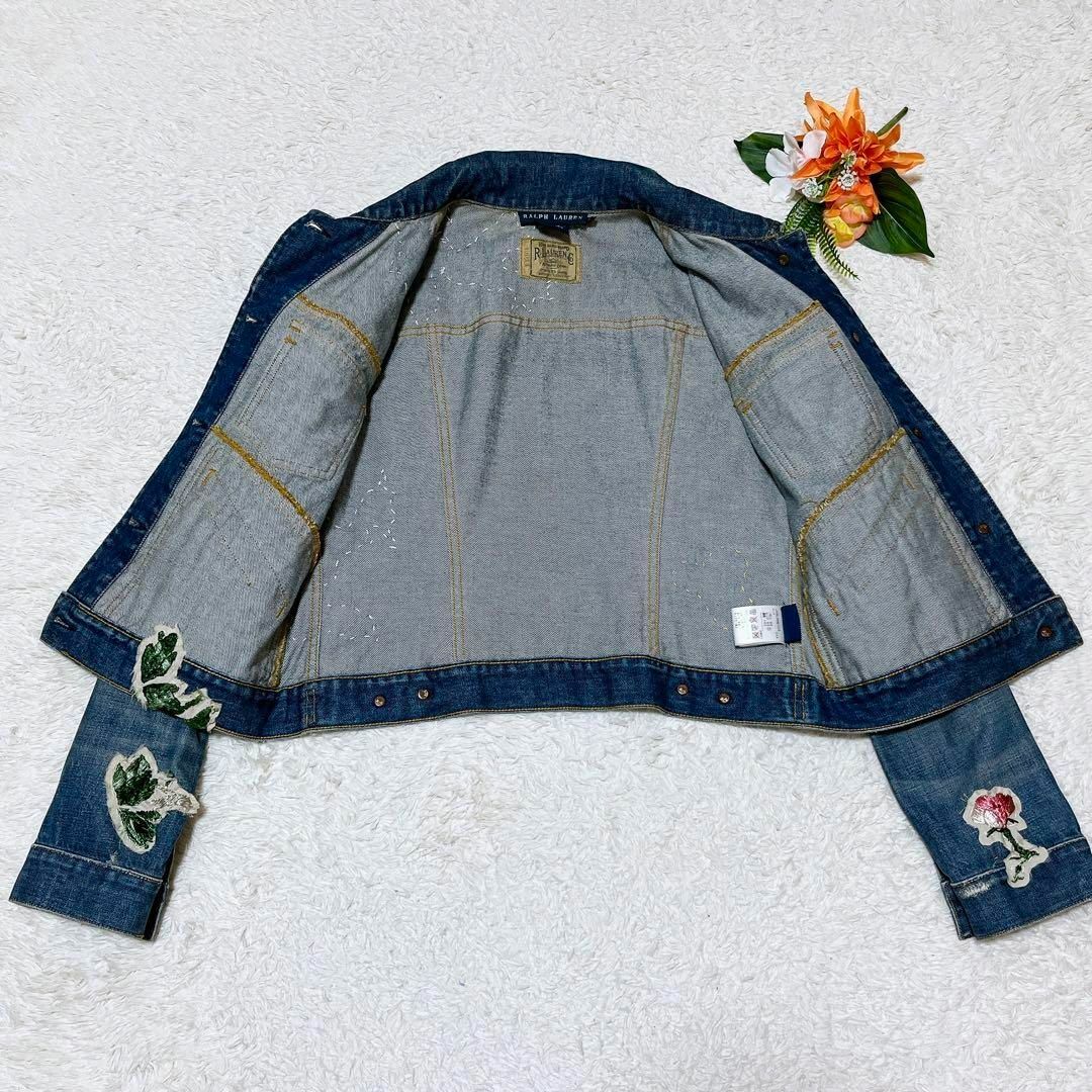 Ralph Lauren(ラルフローレン)の希少✨ラルフローレン　デニムジャケット　ヴィンテージ　刺繍　花　羽織り　11 レディースのジャケット/アウター(Gジャン/デニムジャケット)の商品写真