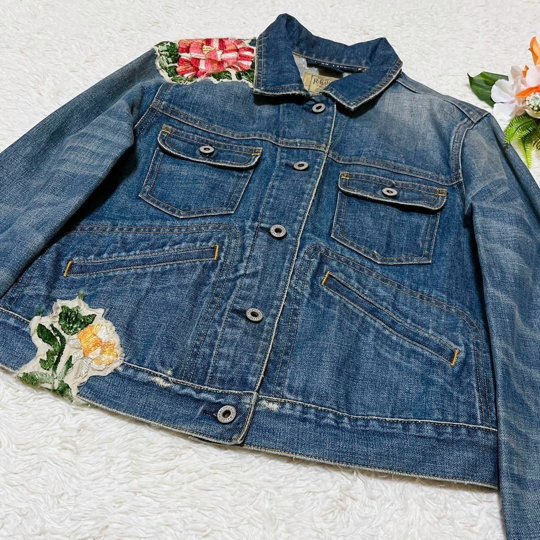 Ralph Lauren(ラルフローレン)の希少✨ラルフローレン　デニムジャケット　ヴィンテージ　刺繍　花　羽織り　11 レディースのジャケット/アウター(Gジャン/デニムジャケット)の商品写真