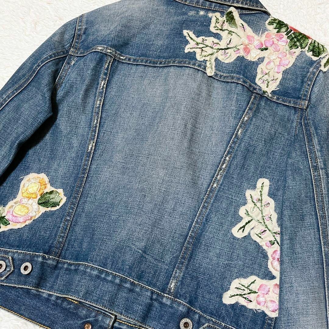 Ralph Lauren(ラルフローレン)の希少✨ラルフローレン　デニムジャケット　ヴィンテージ　刺繍　花　羽織り　11 レディースのジャケット/アウター(Gジャン/デニムジャケット)の商品写真