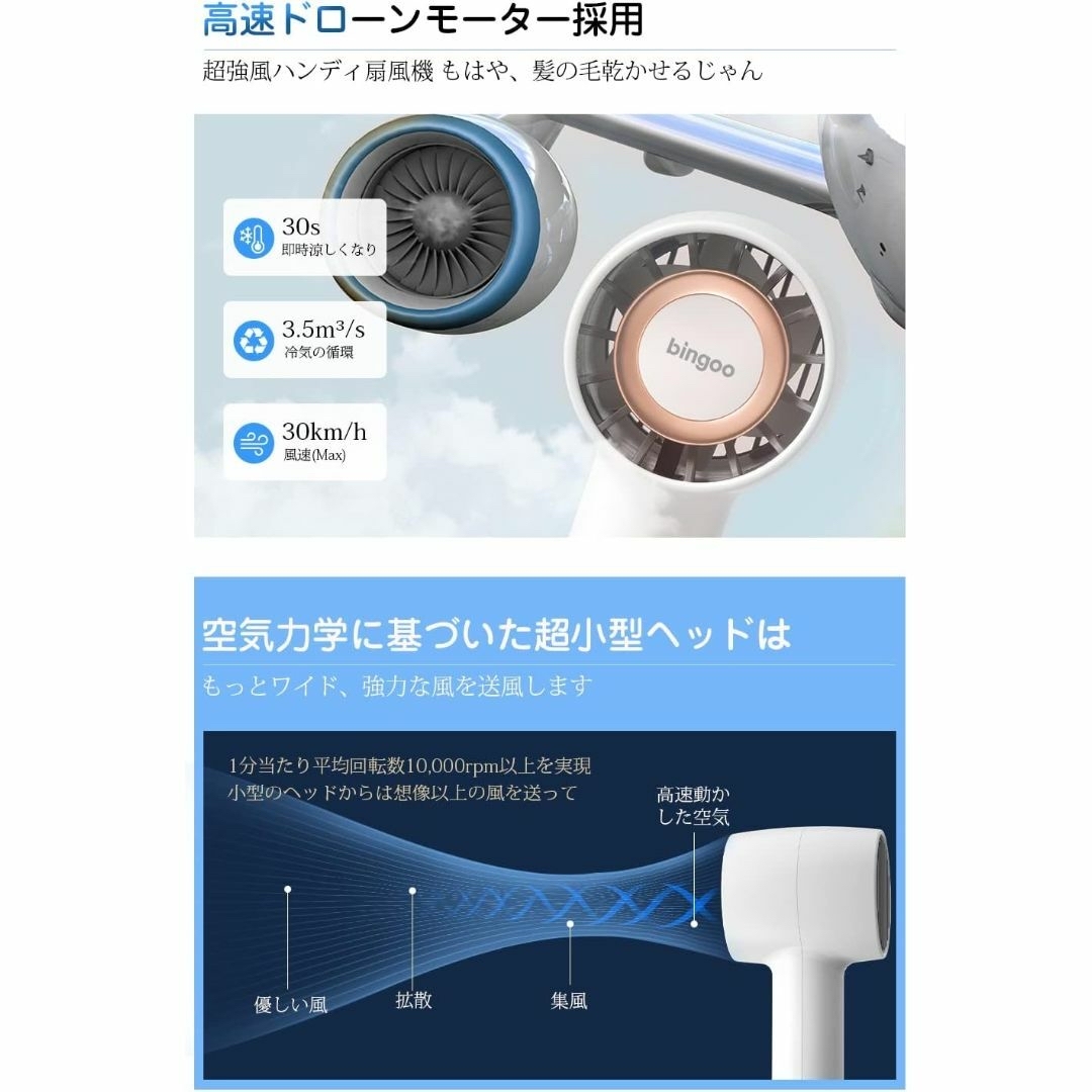  卓上扇風機 携帯扇風機 卓上/手持ち 高速ドローンモーター スマホ/家電/カメラの冷暖房/空調(扇風機)の商品写真