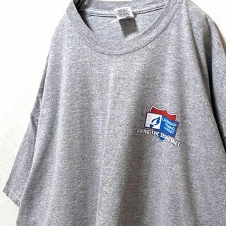 ギルダン ゴーイングザセカンドマイル ロゴ Tシャツ グレー灰色 2XL古着(Tシャツ/カットソー(半袖/袖なし))
