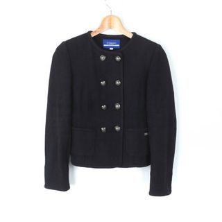 バーバリーブルーレーベル(BURBERRY BLUE LABEL)のバーバリーブルーレーベル ノーカラージャケット アウター スーツ 三陽商会  レディース 38サイズ ネイビー BURBERRY BLUE LABEL(ノーカラージャケット)