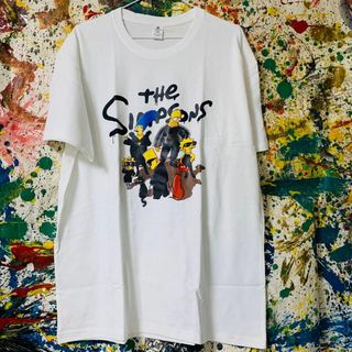 スパイシンプソンズ リプリント Tシャツ 半袖 メンズ 新品 個性的 白(Tシャツ/カットソー(半袖/袖なし))