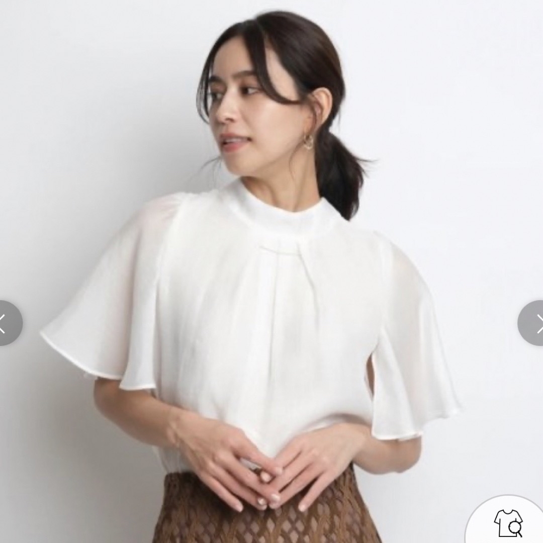 Mystrada(マイストラーダ)の☆新品♡マイストラーダ♡シアーボウタイ2WAYブラウス　白　S レディースのトップス(シャツ/ブラウス(半袖/袖なし))の商品写真