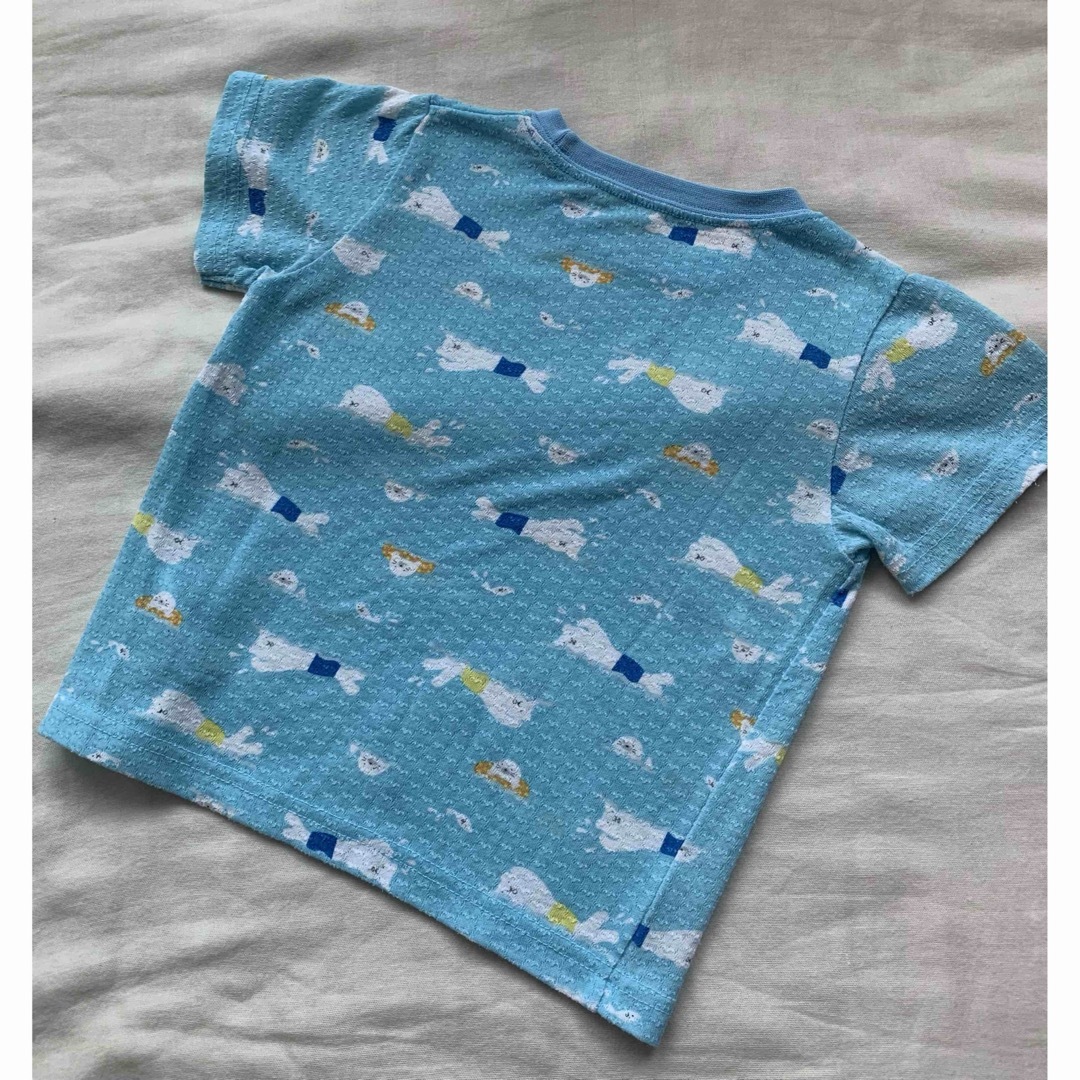 西松屋(ニシマツヤ)の半袖パジャマ 80cm 水色 しろくま ルームウェア キッズ/ベビー/マタニティのベビー服(~85cm)(パジャマ)の商品写真