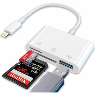 iPhone SDカードリーダー 3in1 USB/SD/TF変換アダプタ(映像用ケーブル)