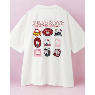 サンリオ(サンリオ)の新品　サンリオ　ハローキティ50周年　半袖Tシャツ　M〜Lサイズ(キャラクターグッズ)