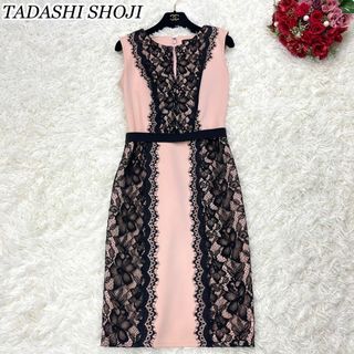 タダシショウジ(TADASHI SHOJI)の美品☆TADASHI SHOJI レースミディアム タイトワンピース ベージュ(ひざ丈ワンピース)