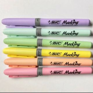 BiC マーキングハイライター パステルカラー 6本セット♪(ペン/マーカー)