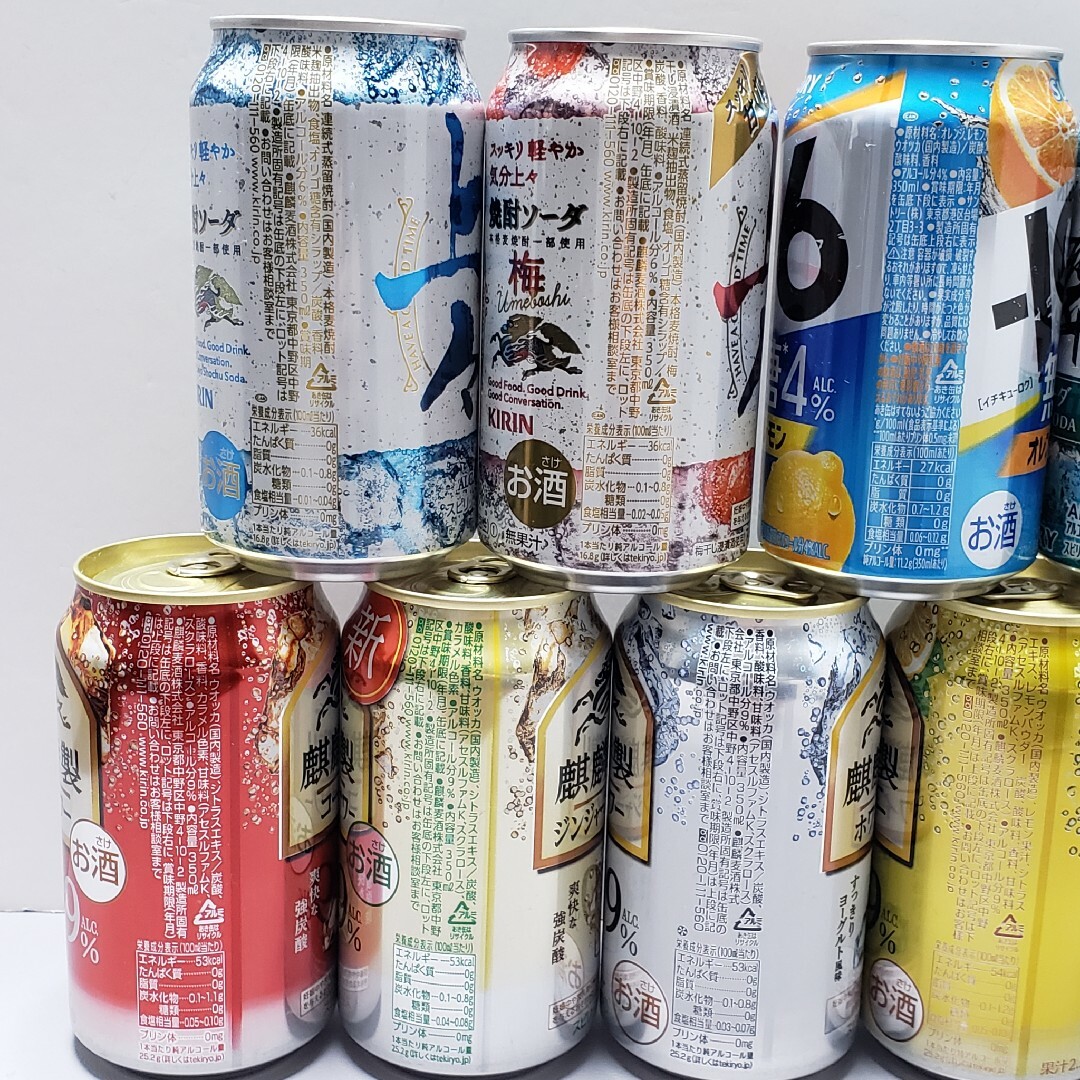 キリン(キリン)のお酒 まとめ売り 9本 サワー 翠ジンソーダ 焼酎 麒麟 サントリー アルコール 食品/飲料/酒の酒(蒸留酒/スピリッツ)の商品写真