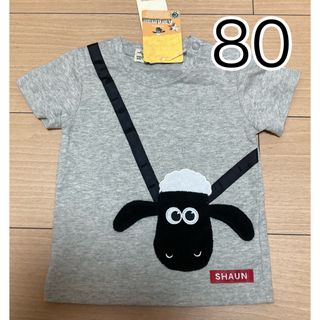 ひつじのショーン Tシャツ ポシェット 80 ヒツジ グレー(Ｔシャツ)