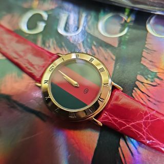 グッチ(Gucci)の【超美品レア】グッチヴィンテージ3000Lシェリーライン腕時計(新品電池稼働品)(腕時計)