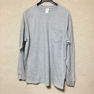 ギルタン(GILDAN)の新品 GILDAN ギルダン 長袖ロンT ポケット付き グレー L(Tシャツ/カットソー(七分/長袖))