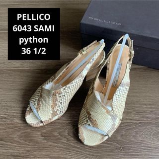 ペリーコ(PELLICO)の美品＊PELLICO ペリーコ パイソン柄レザーサンダル　ベージュ　36H(ハイヒール/パンプス)