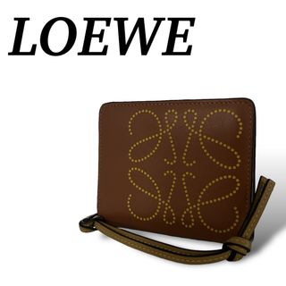 ロエベ(LOEWE)のロエベ　コンパクトジップウォレット　二つ折り財布　アナグラム　ブラウン　レザー(財布)