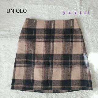 UNIQLO ユニクロ タータンチェックタイトスカート S ピンク(ミニスカート)