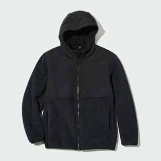 ユニクロ(UNIQLO)の新品 UNIQLO 防風アウターフリースパーカ（長袖）男女兼用 ブラック XL(ナイロンジャケット)