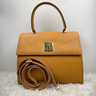 セリーヌ(celine)のセリーヌ ハンドバッグ レザー キャメル ターンロック ショルダーバッグ(ハンドバッグ)