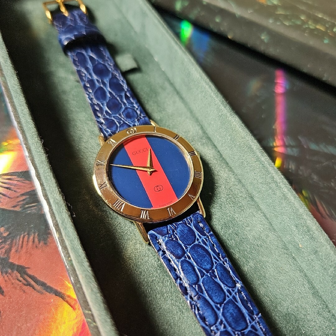 Gucci(グッチ)の【超美品レア】グッチヴィンテージ3000Mシェリーライン腕時計(新品電池稼働品) メンズの時計(腕時計(アナログ))の商品写真