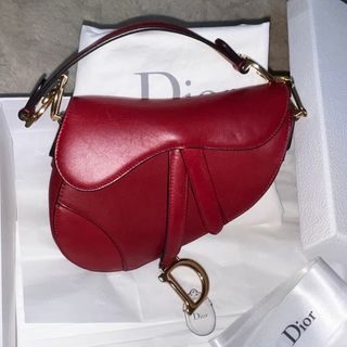 クリスチャンディオール(Christian Dior)のChristian Dior ディオール　サドルバッグ ミニ　赤(ショルダーバッグ)