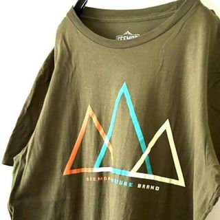 SEEMOR マウンテン トライアングル Tシャツ Lカーキグリーン緑 古着(Tシャツ/カットソー(半袖/袖なし))